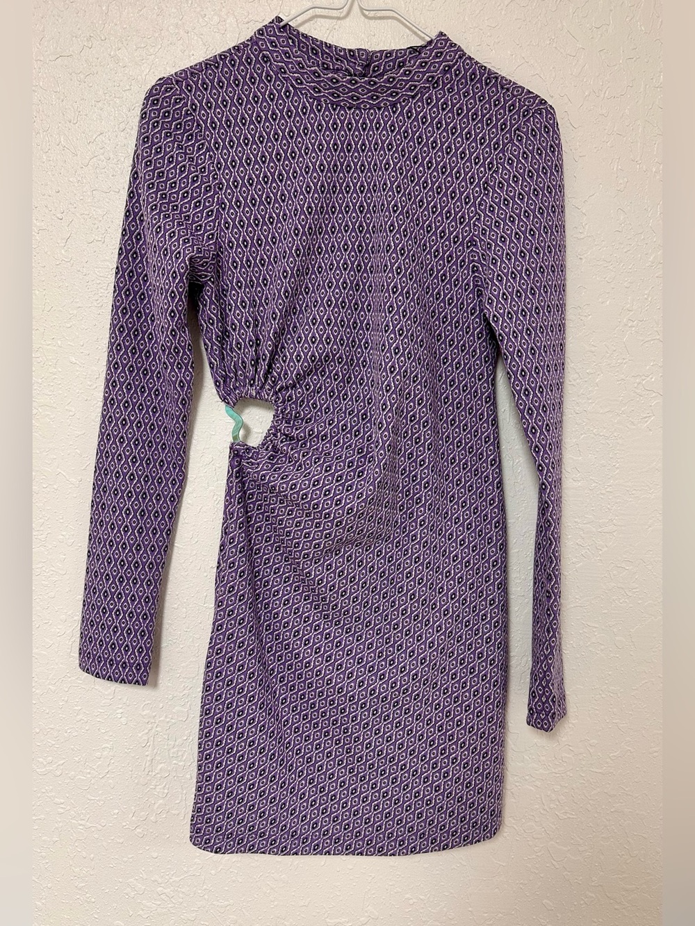 NWT Zara Jacquard Cut-Out Open Back Mini Dress Purple Lilac - Size S